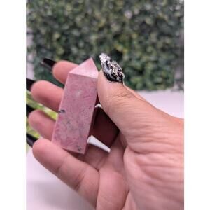 Pink High quality Peruvian Rhodonite tower tourmaline inclusions witchy fairy